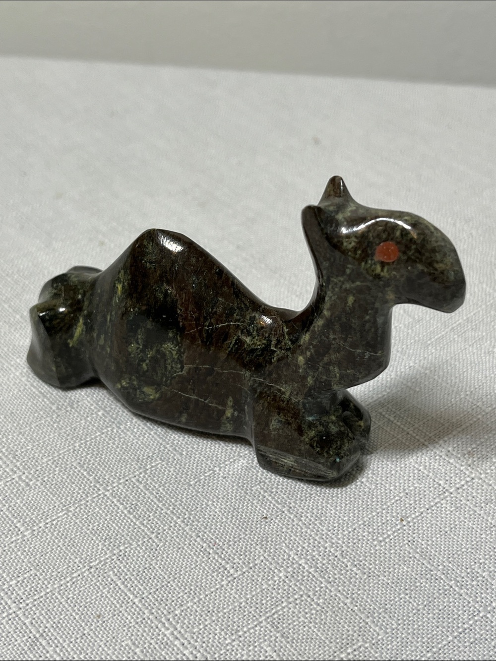 Hand Carved Dark Green Stone Camel Figurine
Collectible
